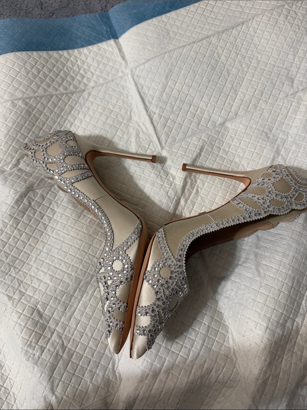 Badgley Mischka Women's Ivory Embellished Pointed-Toe Pumps - Picture 4 of 9